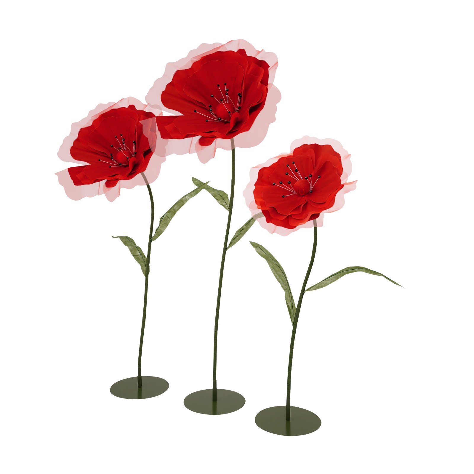 3pcs Artificial Flowers Adjustable Wedding Parties Flowers Background Decor Red