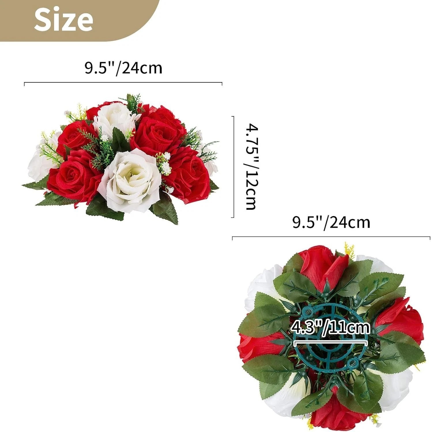 6 Pcs Artificial Rose Flower Ball Arrangement Bouquets Red White Wedding Decor