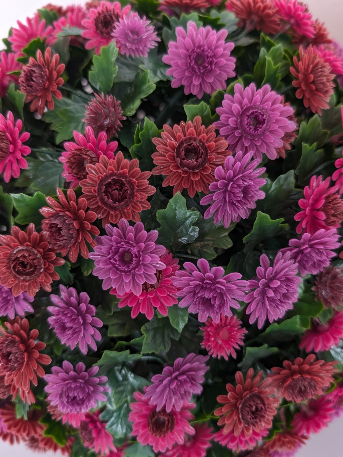 Wicker Park S/2 Oversized 15″ Harvest Faux Mum Flower Spheres Plum Multi