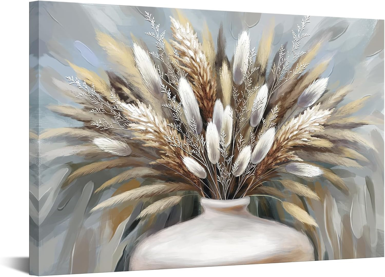 Large Pampas Grass Wall Art – Boho Canvas Decor for Home & Bedroom 24×36