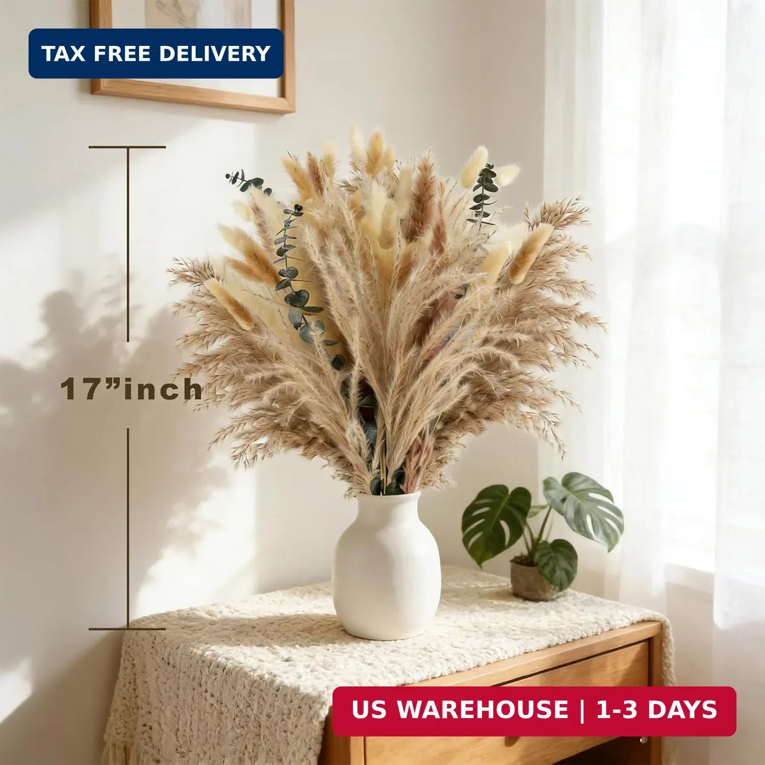 710Pcs Natural Dried Pampas Grass Decor, 9 Types Dried Flowers for Vase, Boho Pa