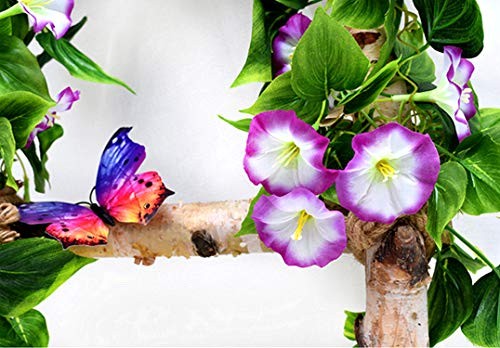 Artificial Morning Glory Flower Vines, 2pcs 15Feet Hanging Plants Silk Purple