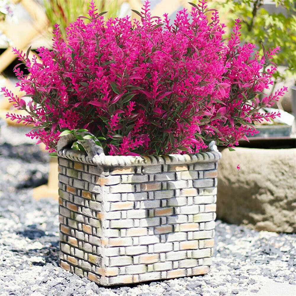 Artificial Flowers Plastic Fake Plants UV Resistant Home In/Outdoor Garden Decor