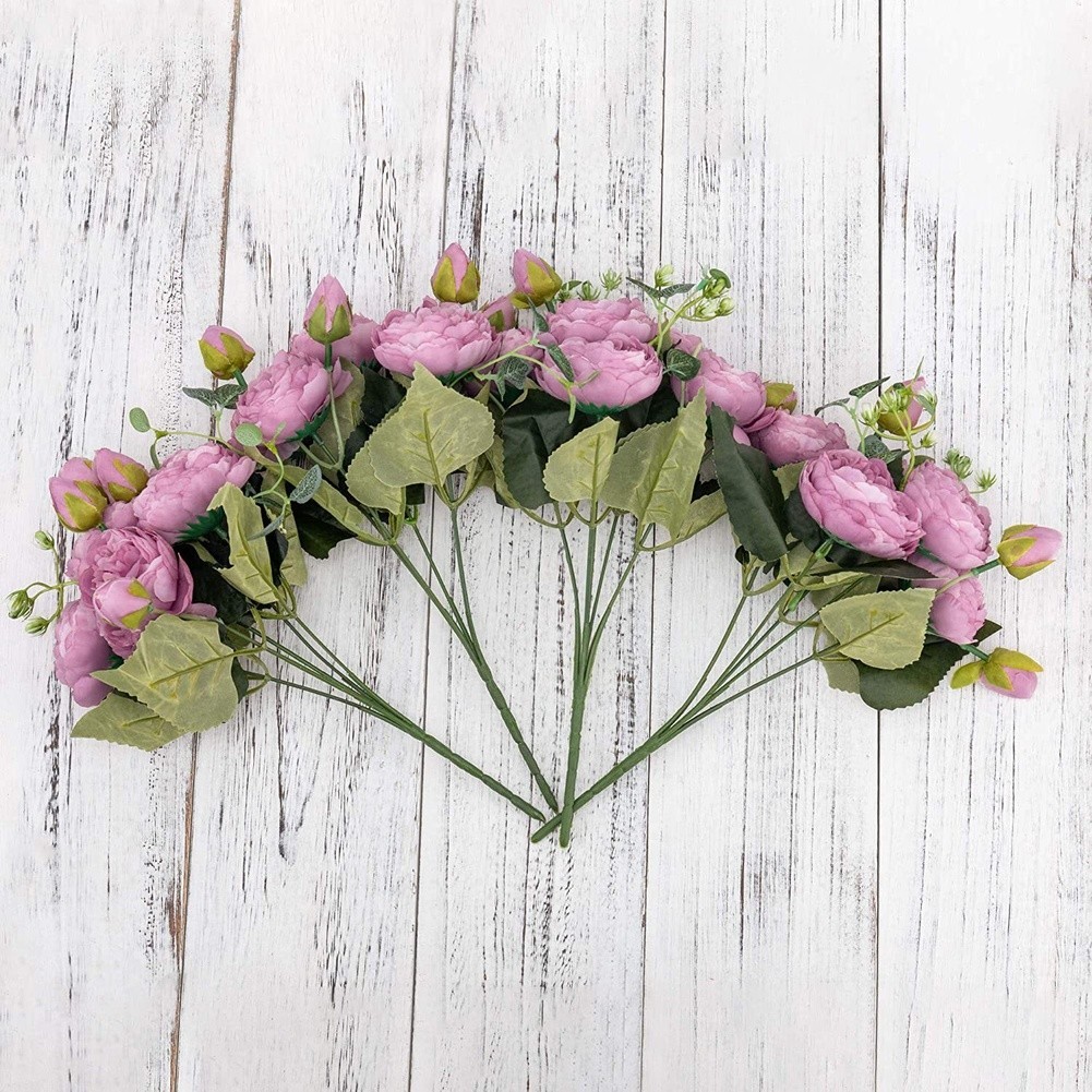 5 Head Persian Peony Silk Flowers Wedding Home Decor Fake Roses Bouquet