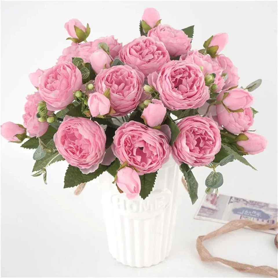 30CM Silk Peony Fake Roses Artificial Flowers Bridal Bouquet Home Wedding Decor