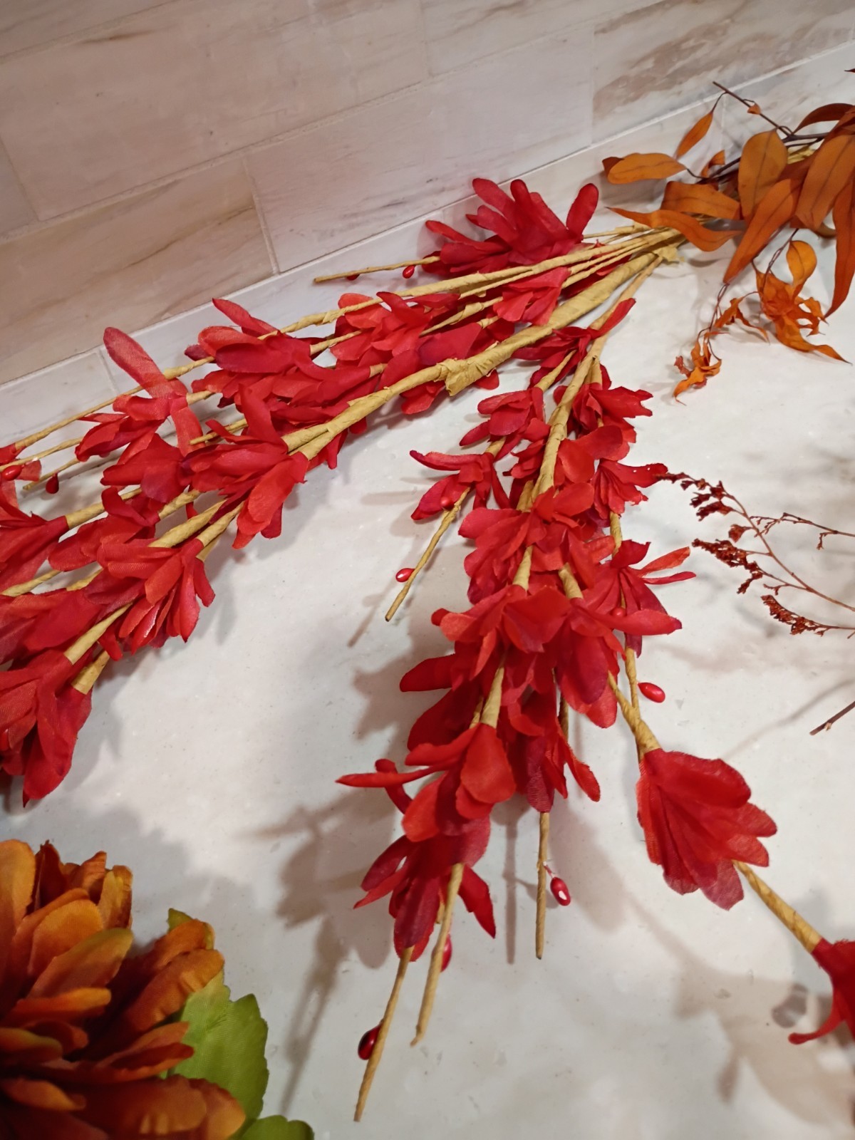 Artificial Stems Picks Flowers; Brown, Orange, Purple