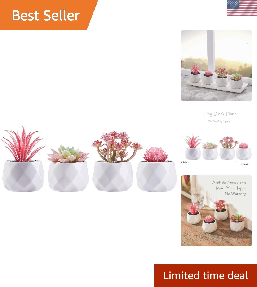 Realistic Faux Succulents Set – Eco-Friendly Indoor Decor for Home and Office