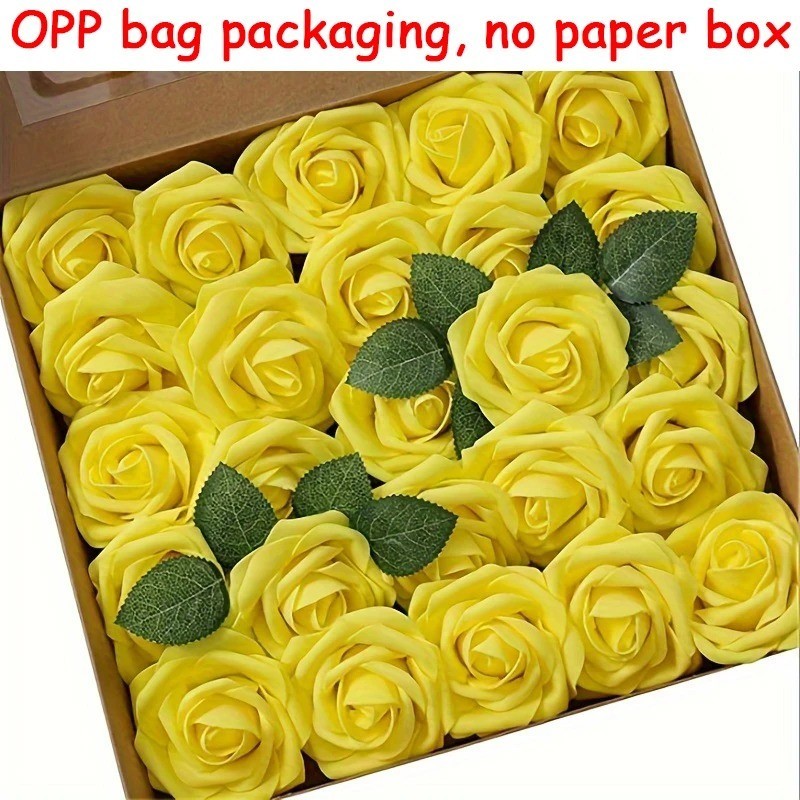 25Pcs Artificial Flowers Fake Flowers Roses Stem for DIY Wedding Bouquets Party