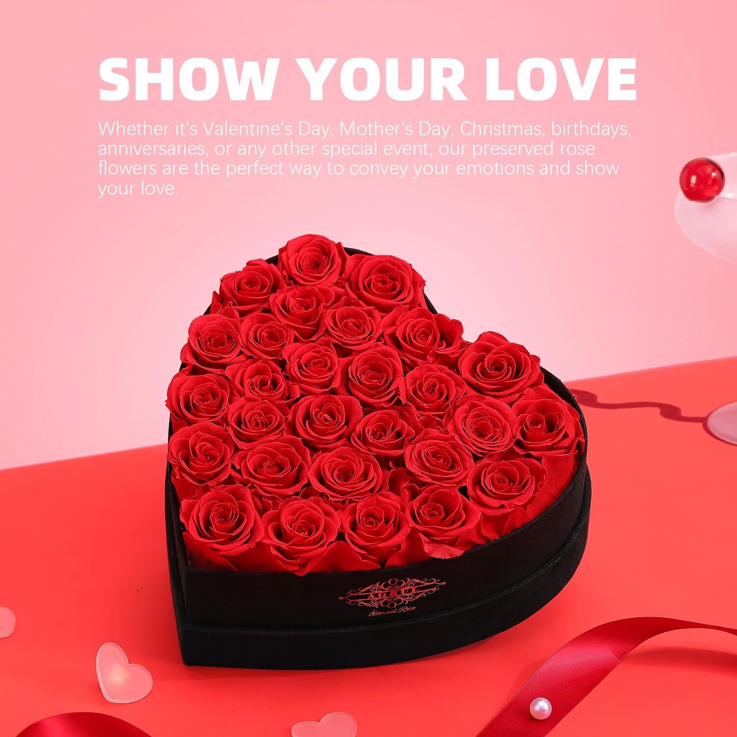 Valentines Day Roses Gifts for Her,Forever Preserved Flowers Roses in a Heart…