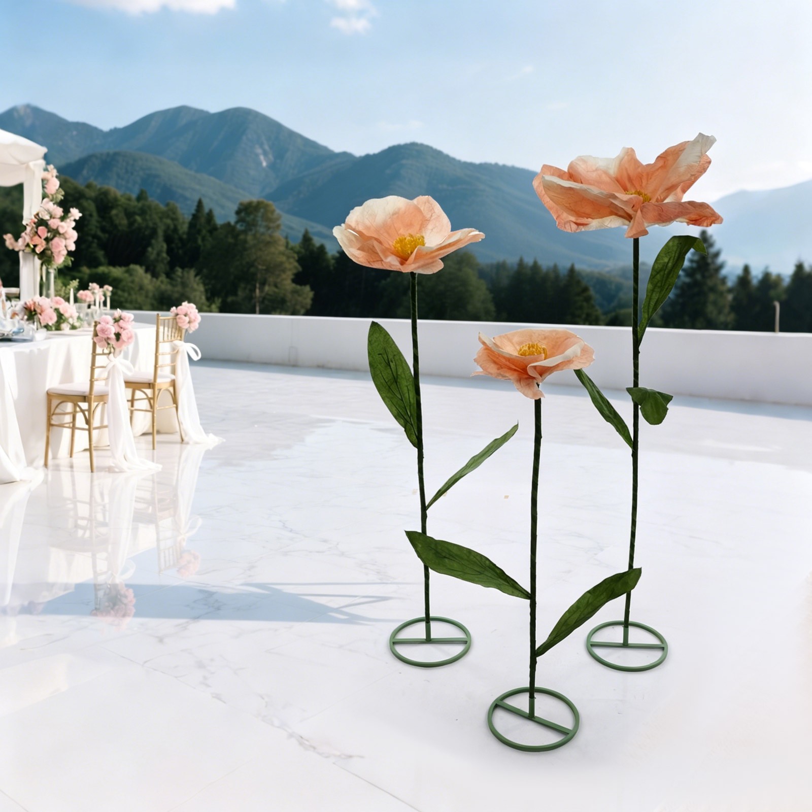 3Pcs Giant Artificial Flowers Large 1.8M Adjustable Wedding Banquet Decor Flower
