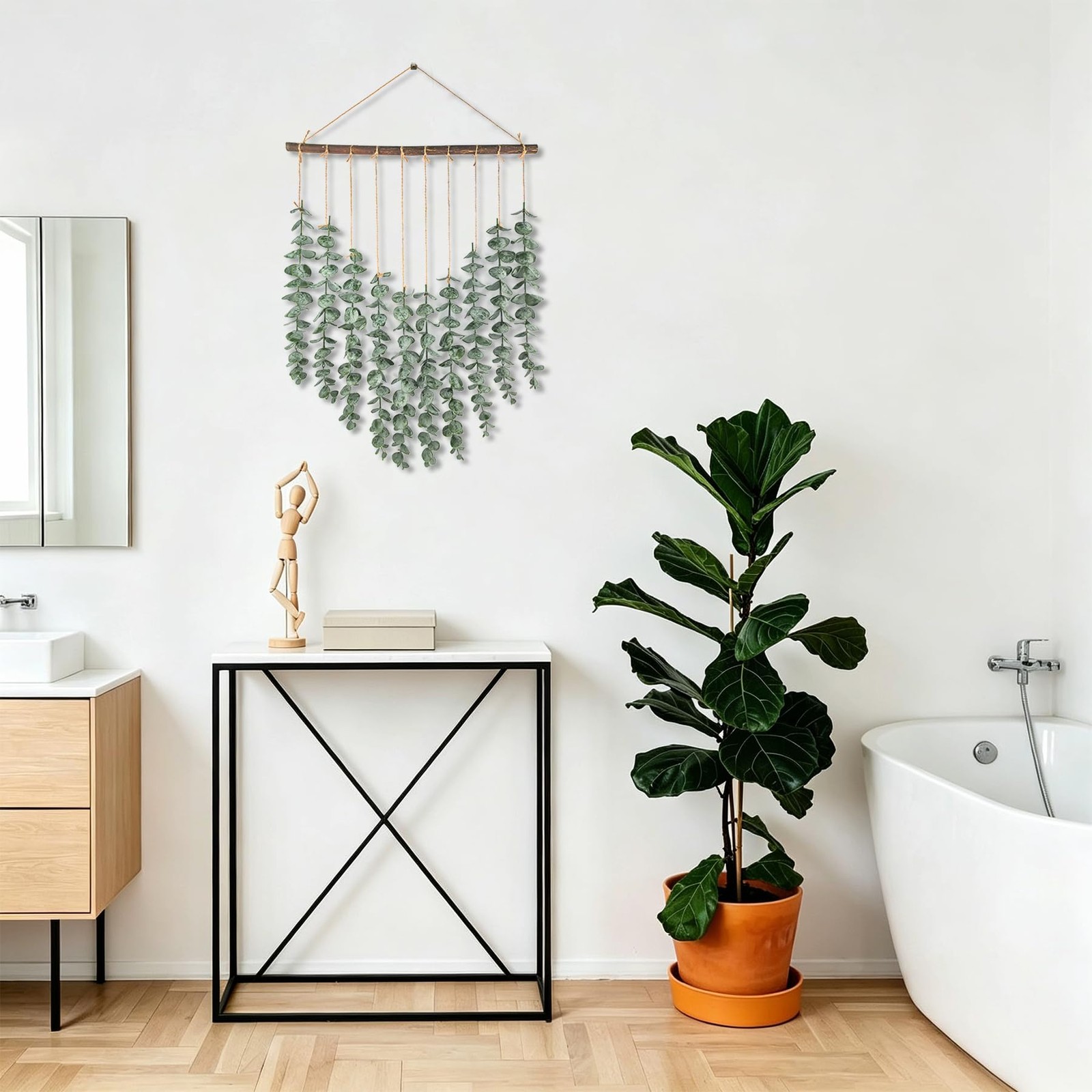 Artificial Eucalyptus Wall Hanging Decor Fake Greenery Leaves Plant Stems for…