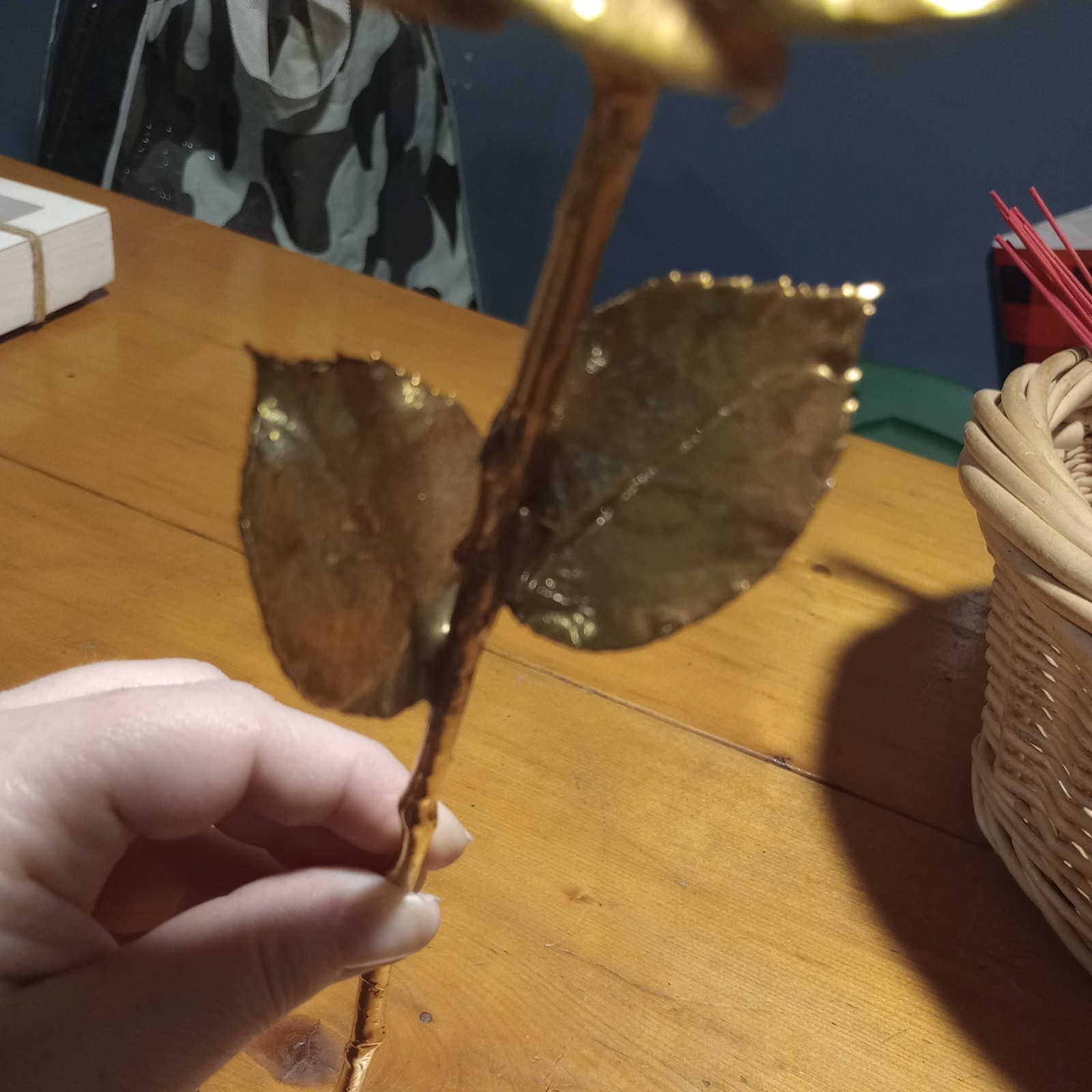 Real American Rose Electroformed & Finished In 24 karat Gold 11.5″ long