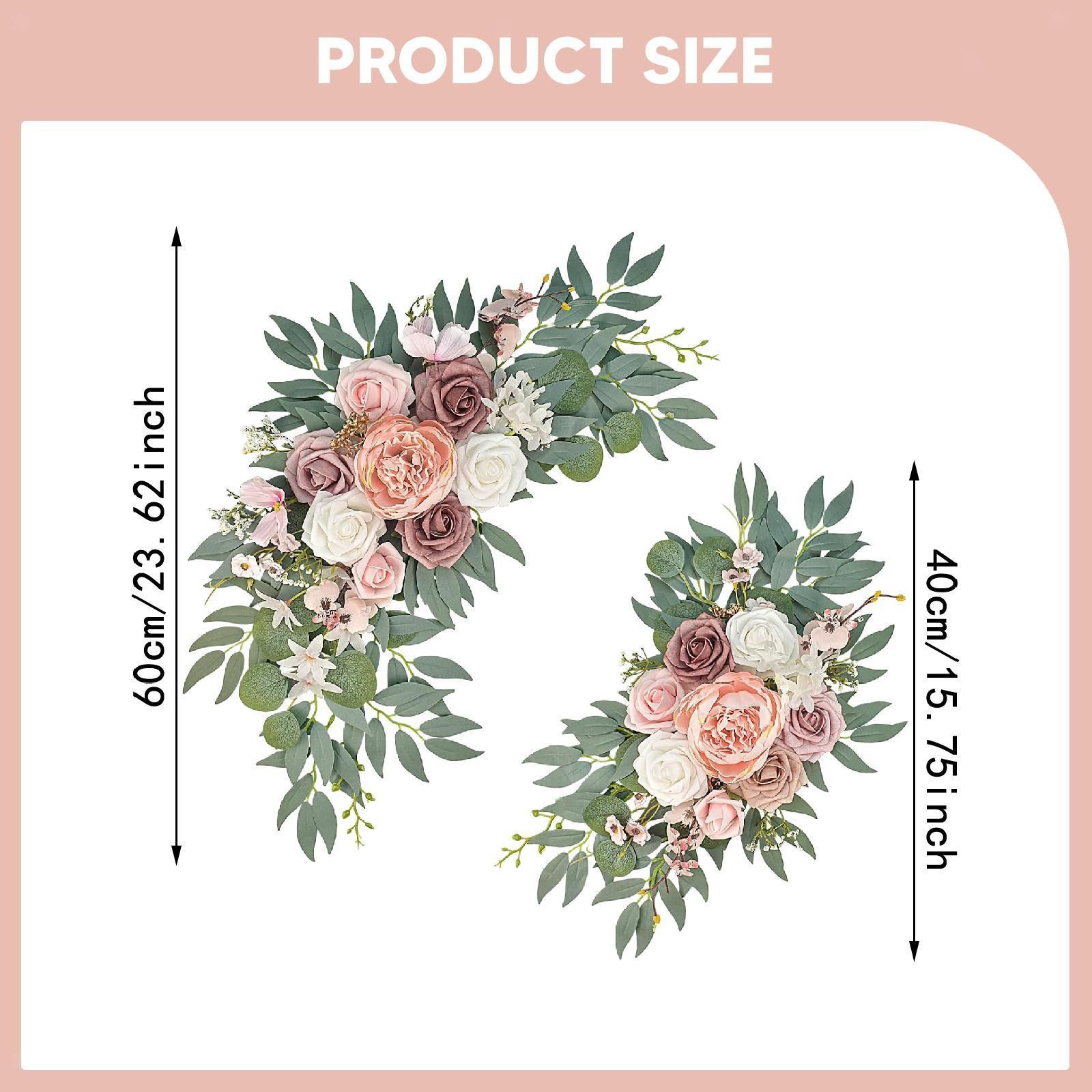 2Pcs Wedding Arch Flowers Welcome Signs Floral Swag for Party Holiday Window