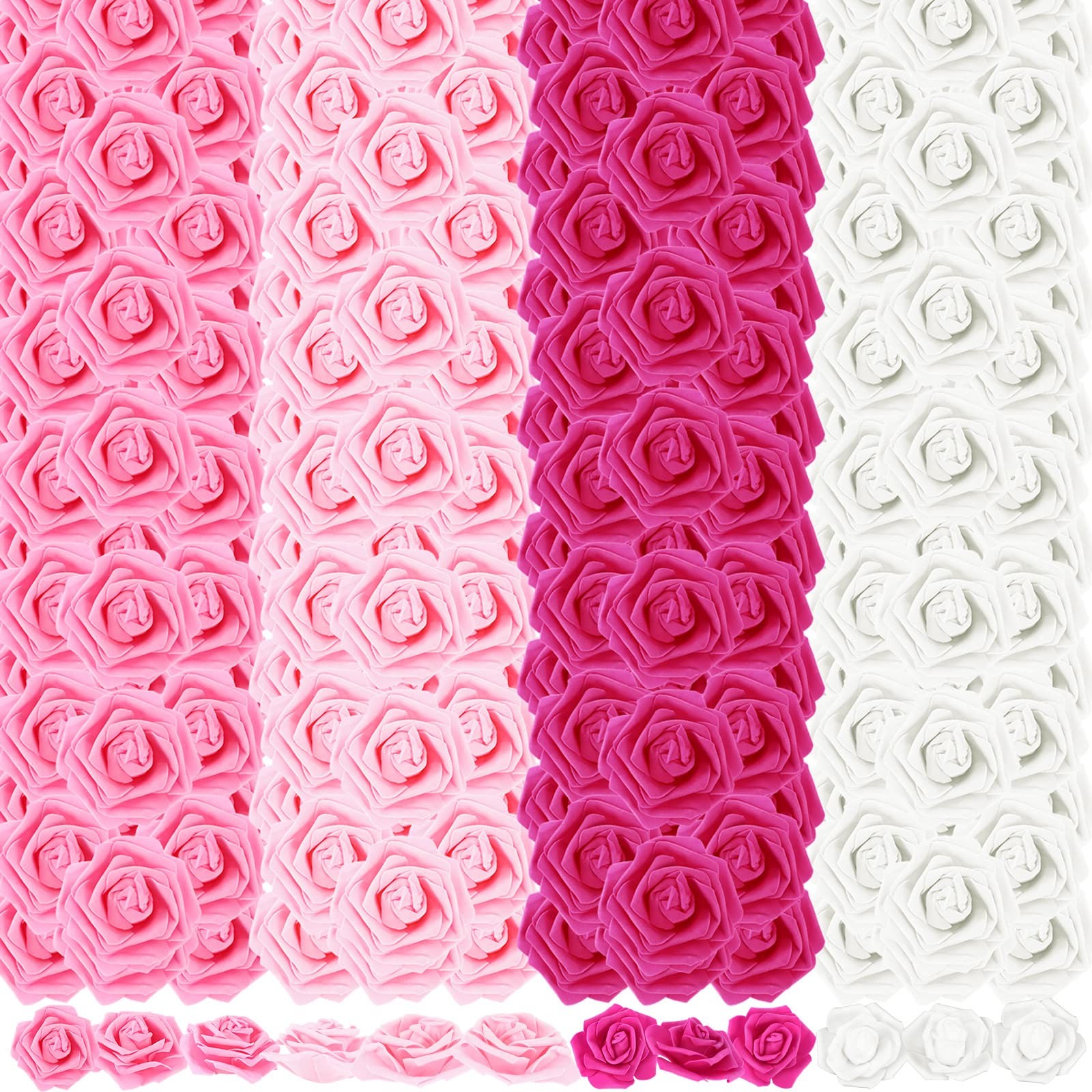 600 Pieces Artificial Rose Flower Heads Decorations 3 Inch Stemless Flowers f…