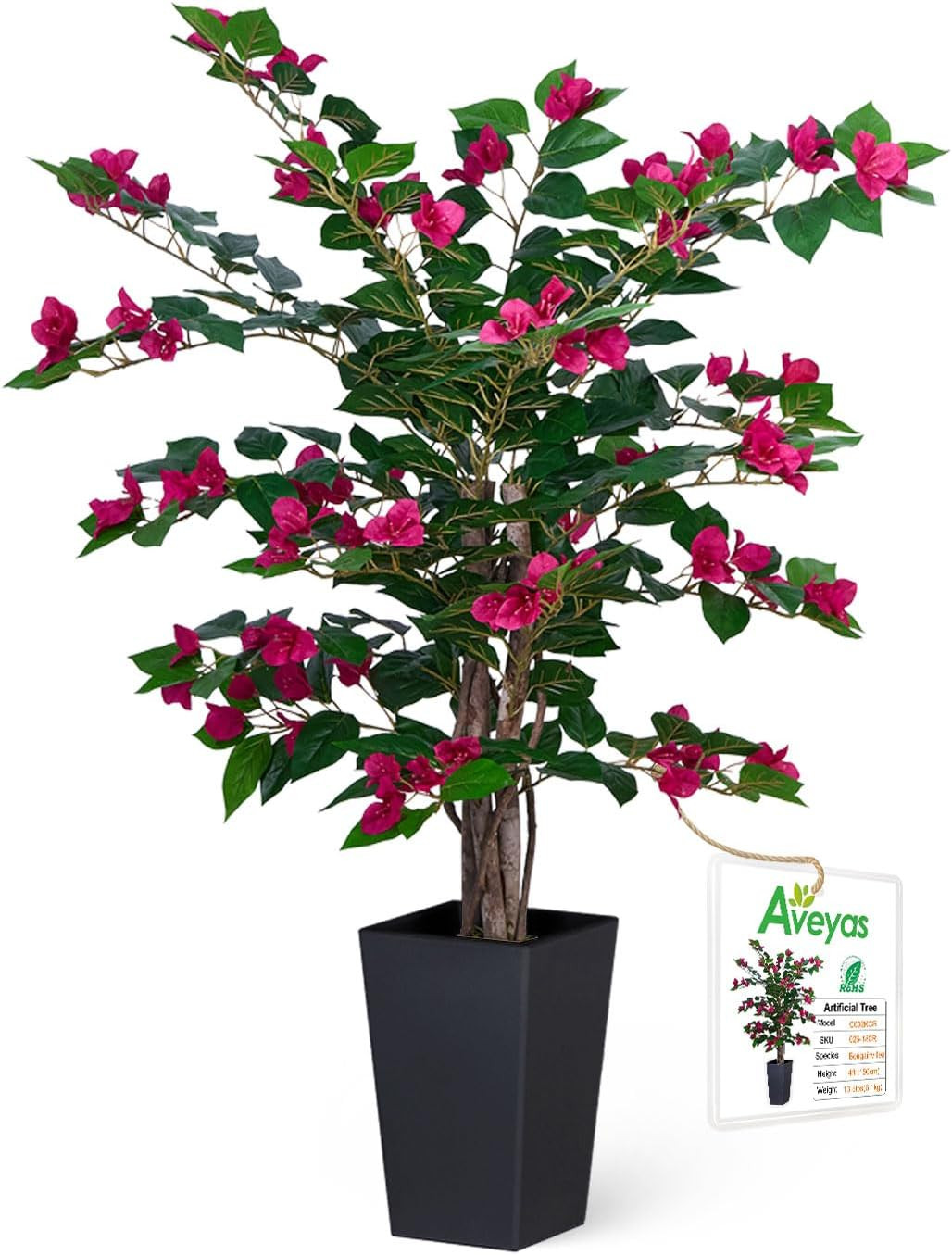3Ft Faux Bougainvillea Tree with Pot – Indoor/Outdoor Home Decor