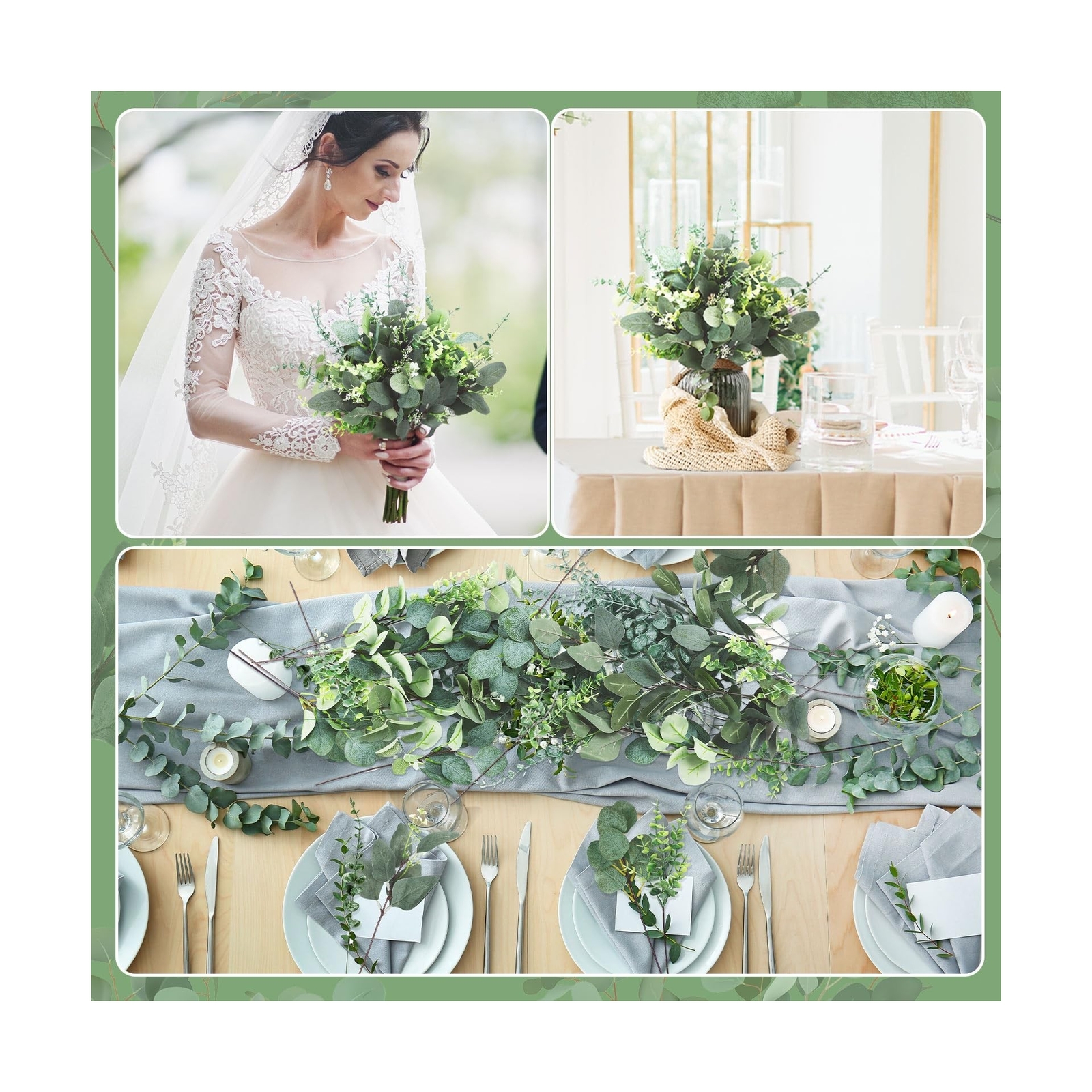 Ceenna 400 Pcs 6 Kinds Mixed Eucalyptus Leaves Stems Bulk Artificial Eucalypt…