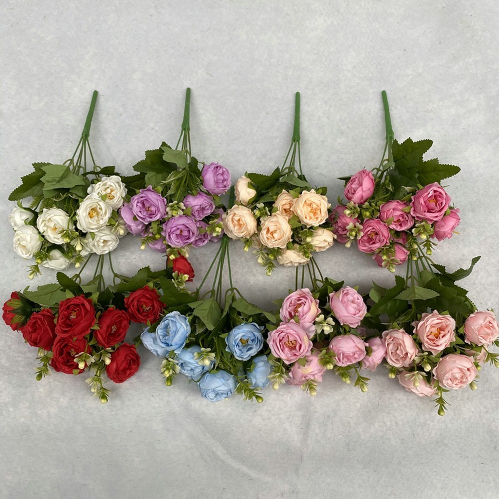 Vibrant Artificial Flowers Nordic Style Starry Peonies on Elegant Cloth