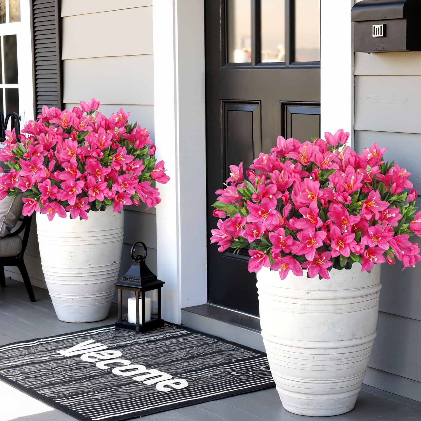 8 Bundles Artificial Flowers for Outdoors, Fake Silk Flowers Azalea Plants UV