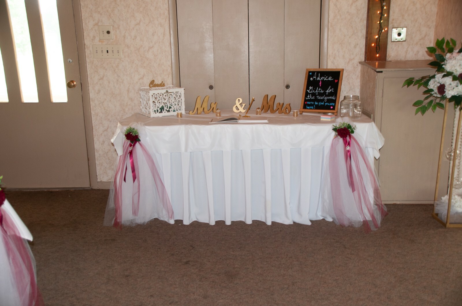 Wedding Pew Decorations White Tulle Red Roses Bling Crystals Elegant ChurchDecor