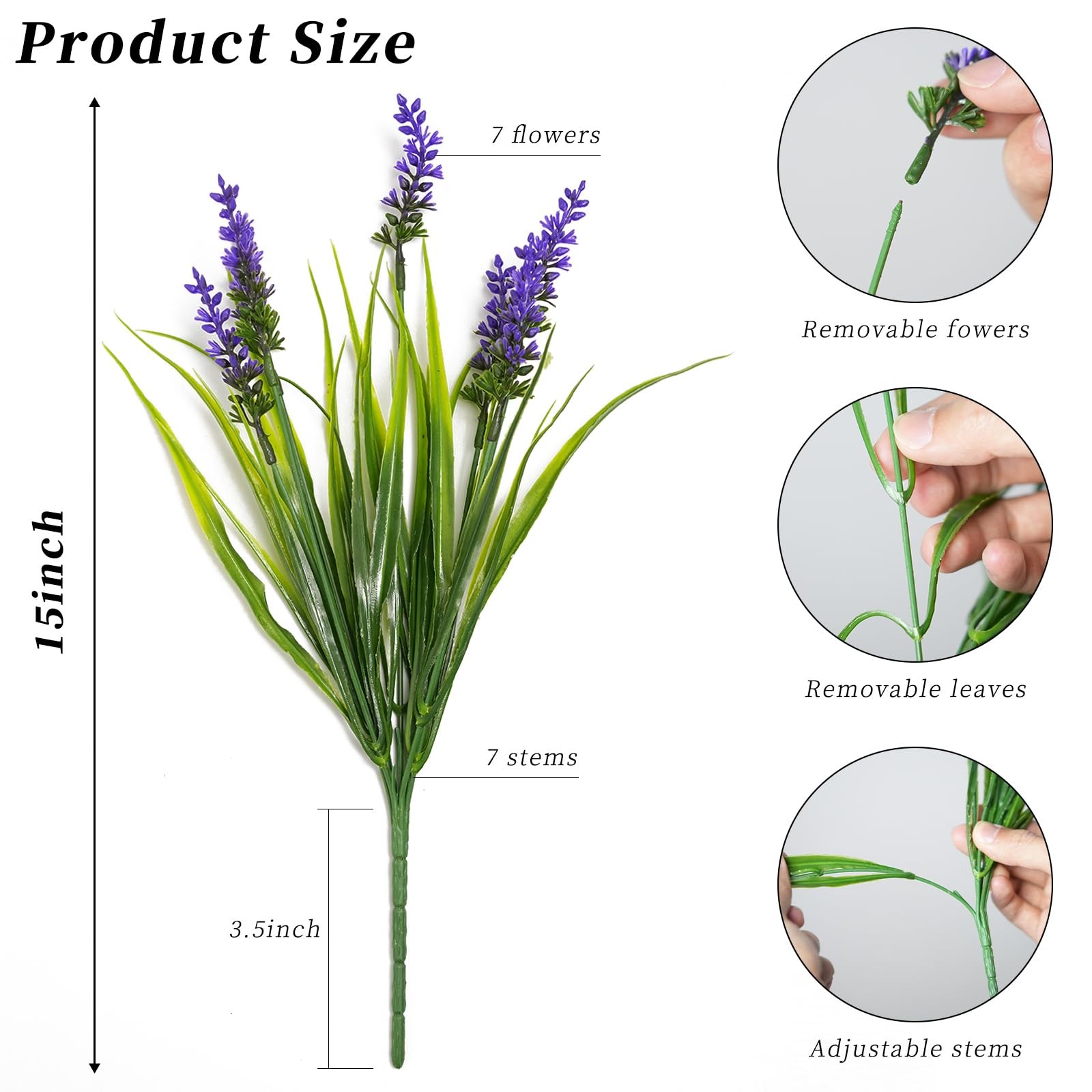 12 Bundles Artificial Lavender Plants Outdoor UV Resistant, Faux Monkey Grass…