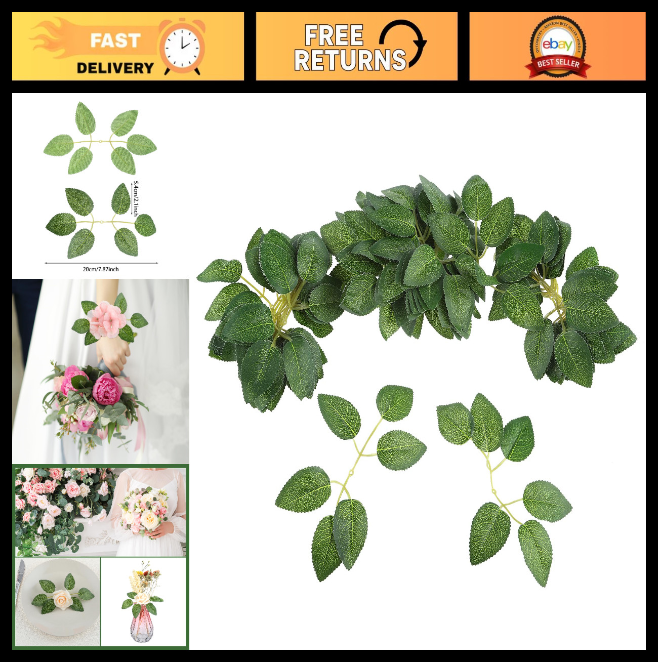 40 Pcs Green Silk Fake Leaves – Artificial Plastic Leaves for Crafts, Bouquets &