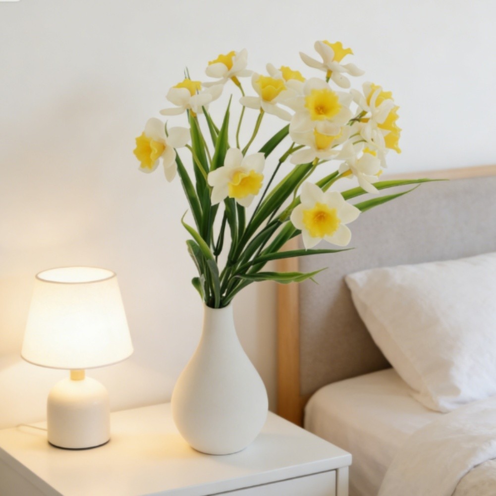 Yellow Artificial Narcissus Bouquet 5PCS 36cm for Photo Prop Home Decor