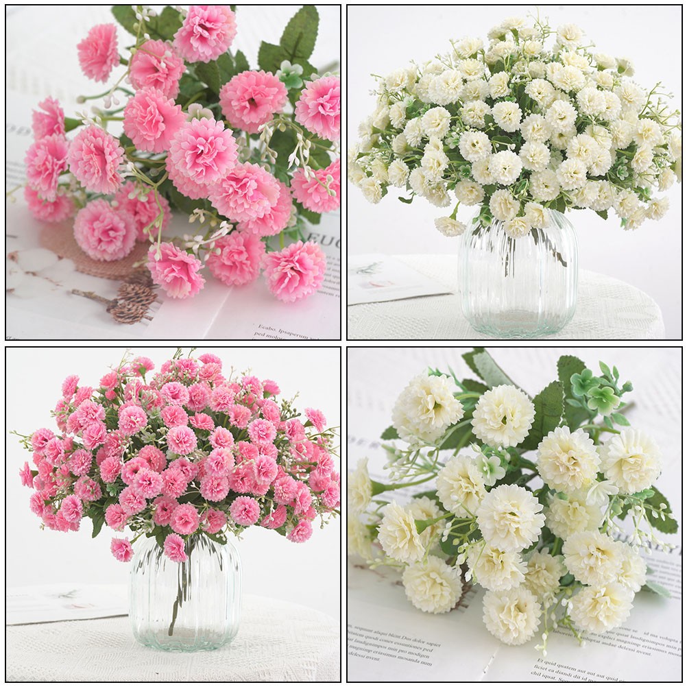 2Pcs Assorted Color Artificial Carnation Flower Decor Reusable Bouquet