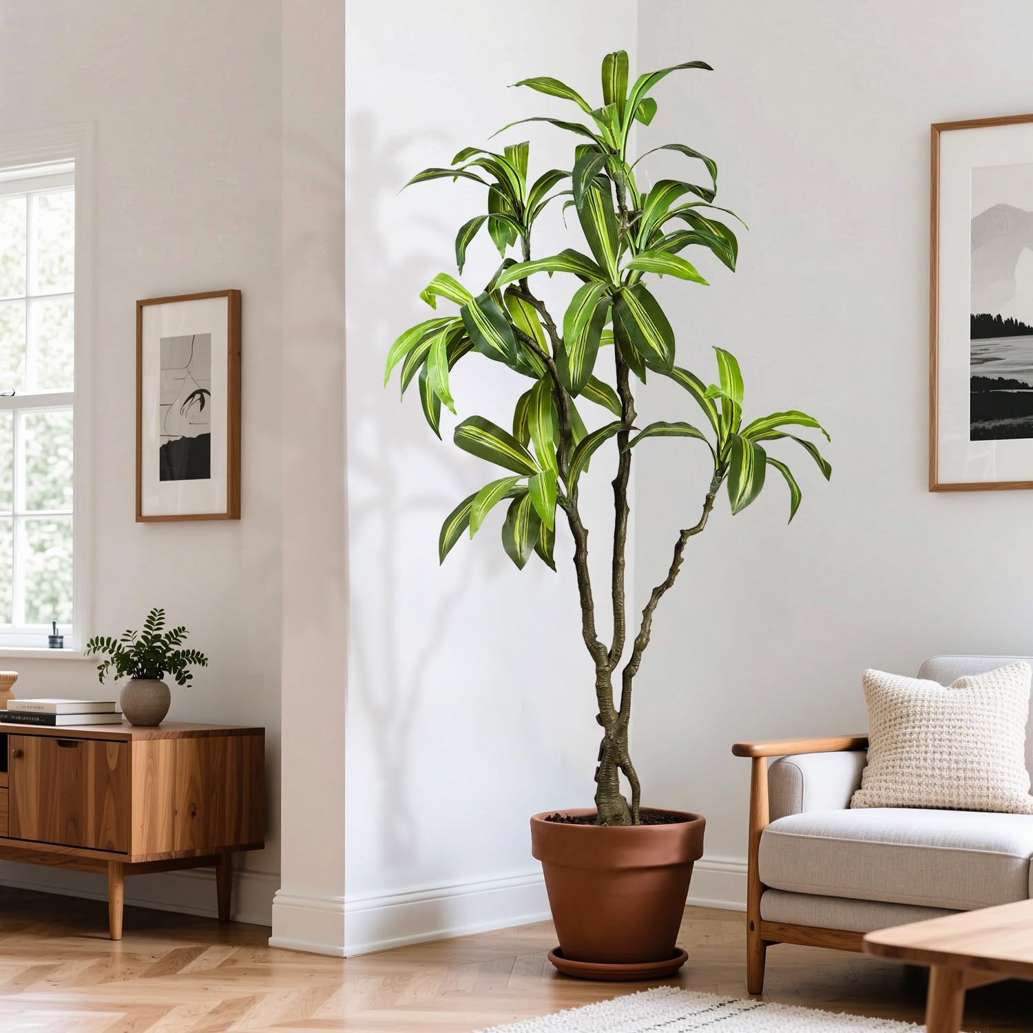 Artificial Dracaena Tree 6.5ft(78in) Faux Floor Plant for Indoor Decor Realis…