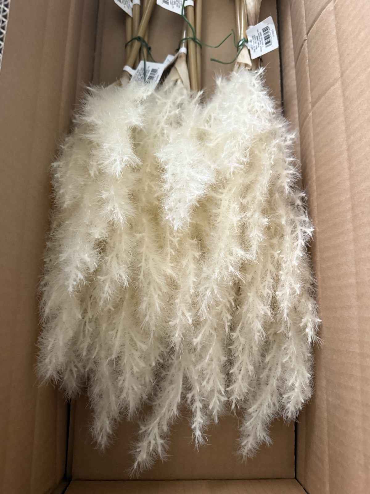 12- Threshold Artificial White Pampas Grass Stem Twig 34 in Plastic Floral Decor