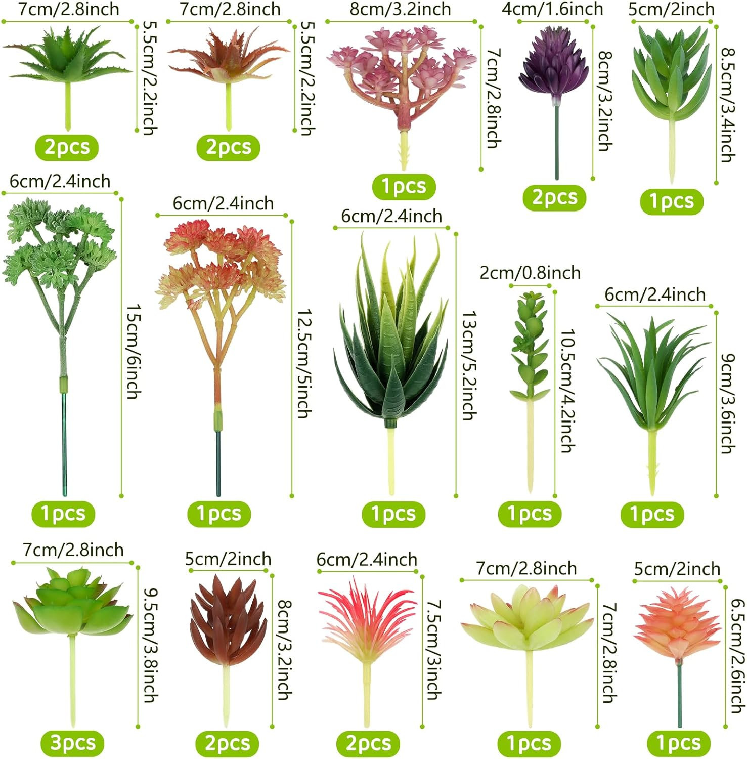 Colorful Succulents Plants Artificial, 22PCS Mini Artificial Succulents