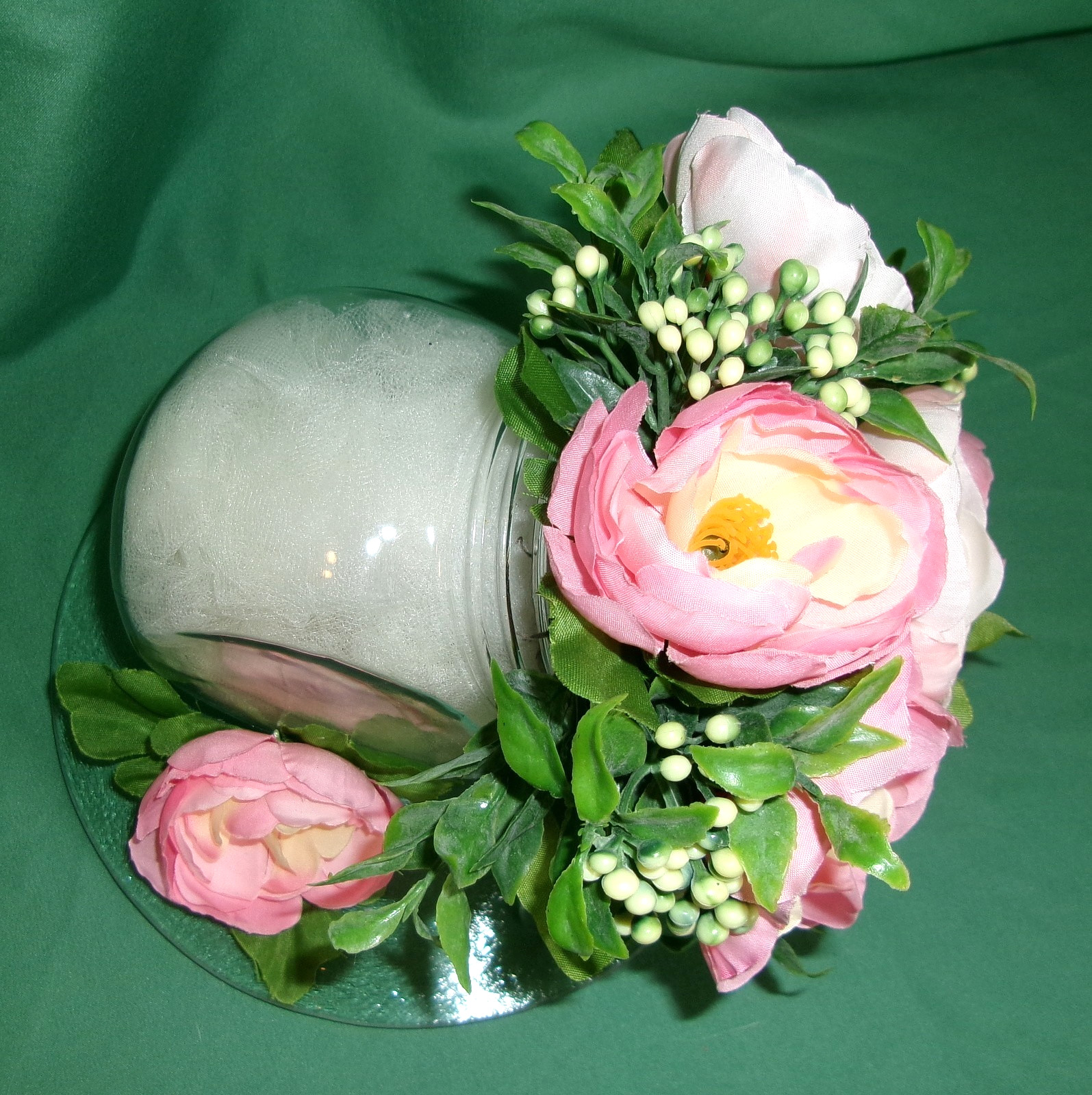 Floral Arrangement Tilted Silk Pink Floral Decoration Counter Table Top Gift