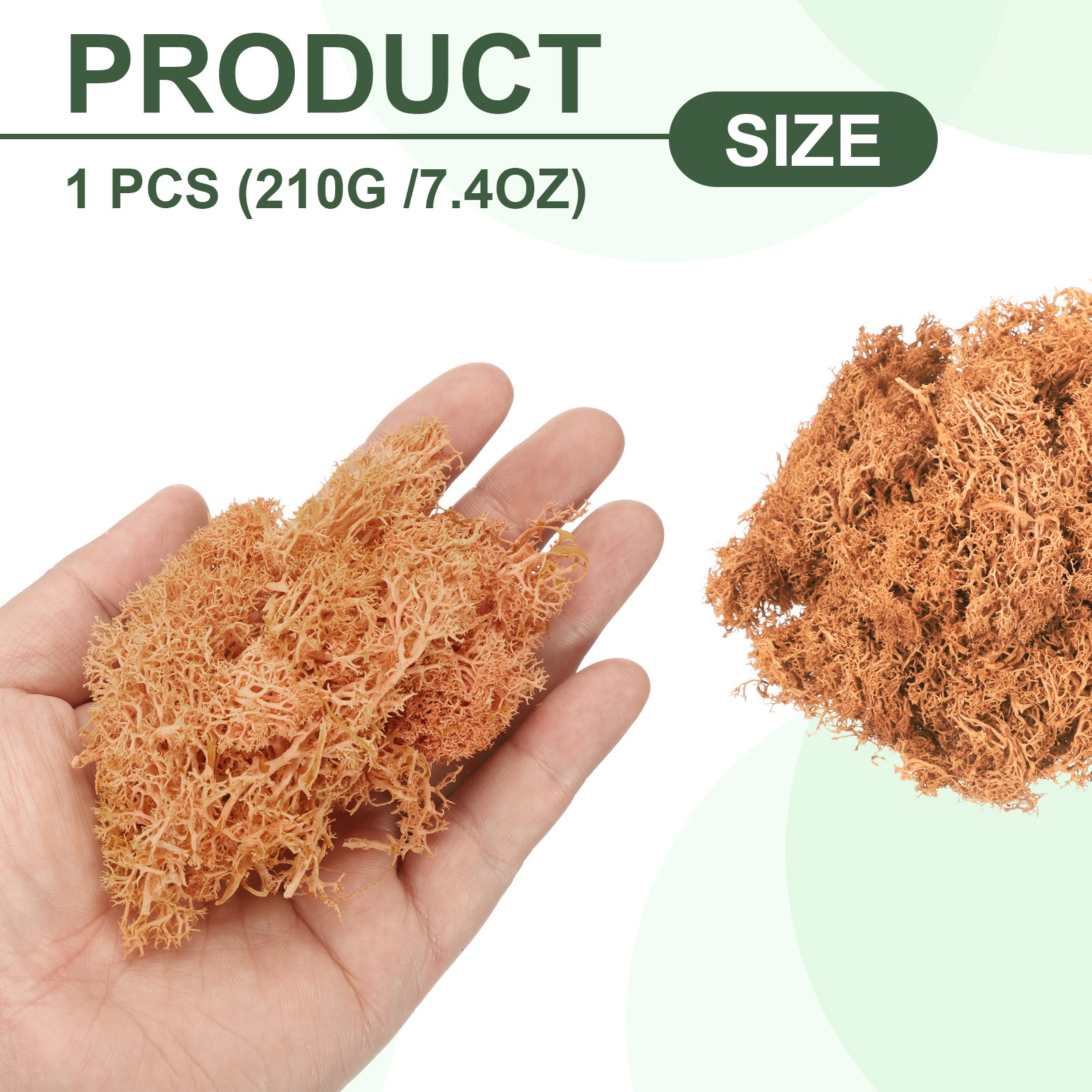 7.4oz Preserved Reindeer Moss, Orange Decorative Artificial Fake Moss