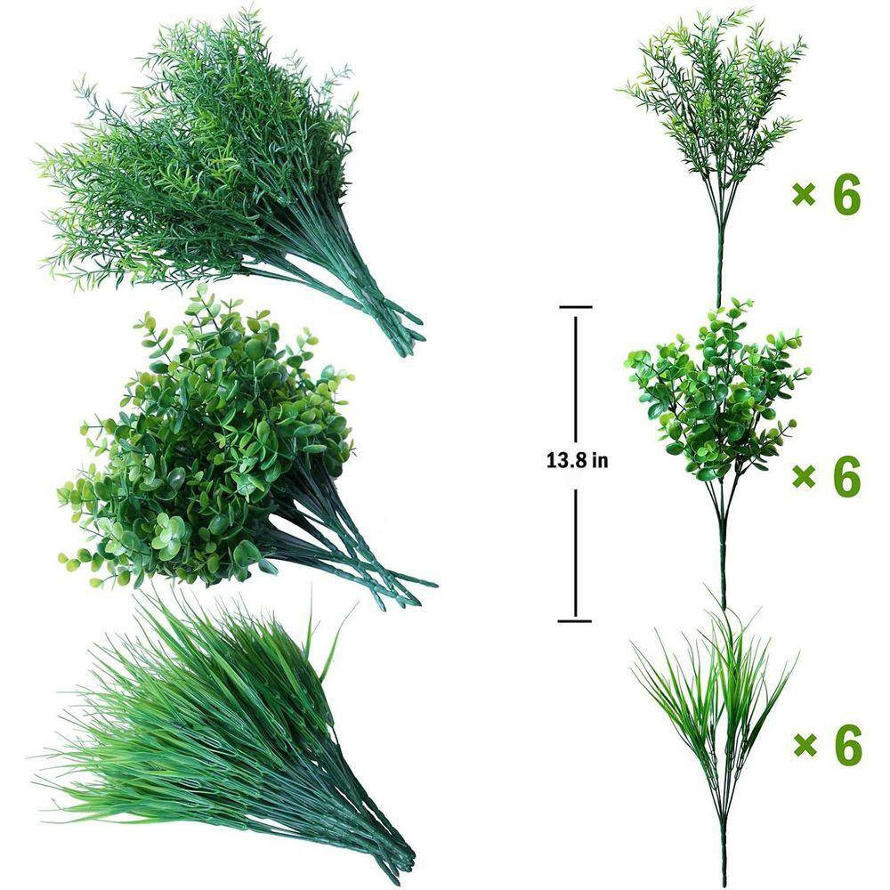 18-Piece 13.8 In. Green Bulk Outdoor Artificial Monkey Grass UV Resistant Fake F
