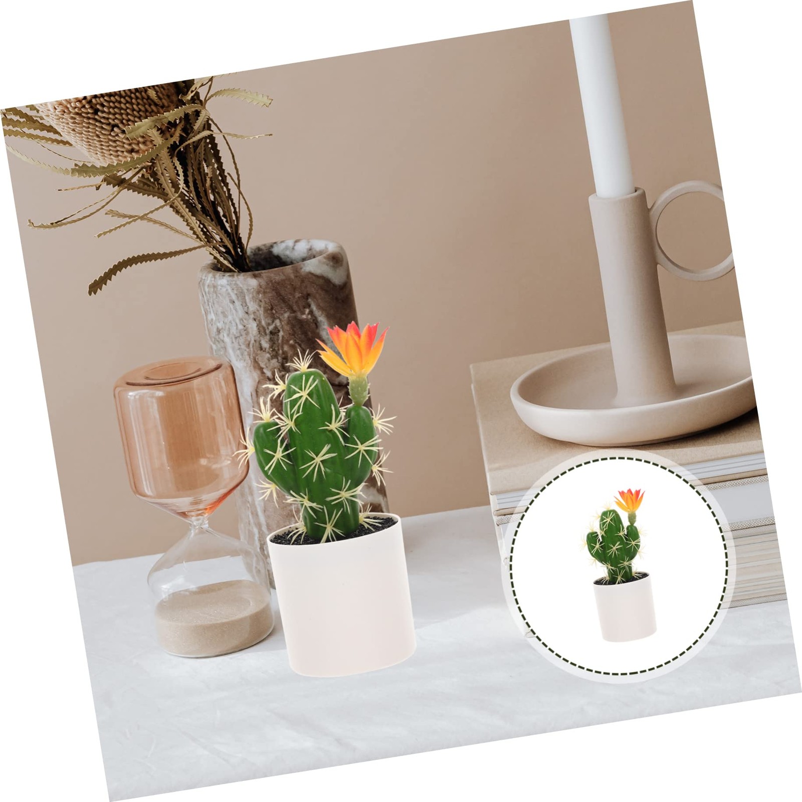 Artificial Cactus Bonsai Plant 7.87 Inch Simulated Potted Cactus Decor for Ho…
