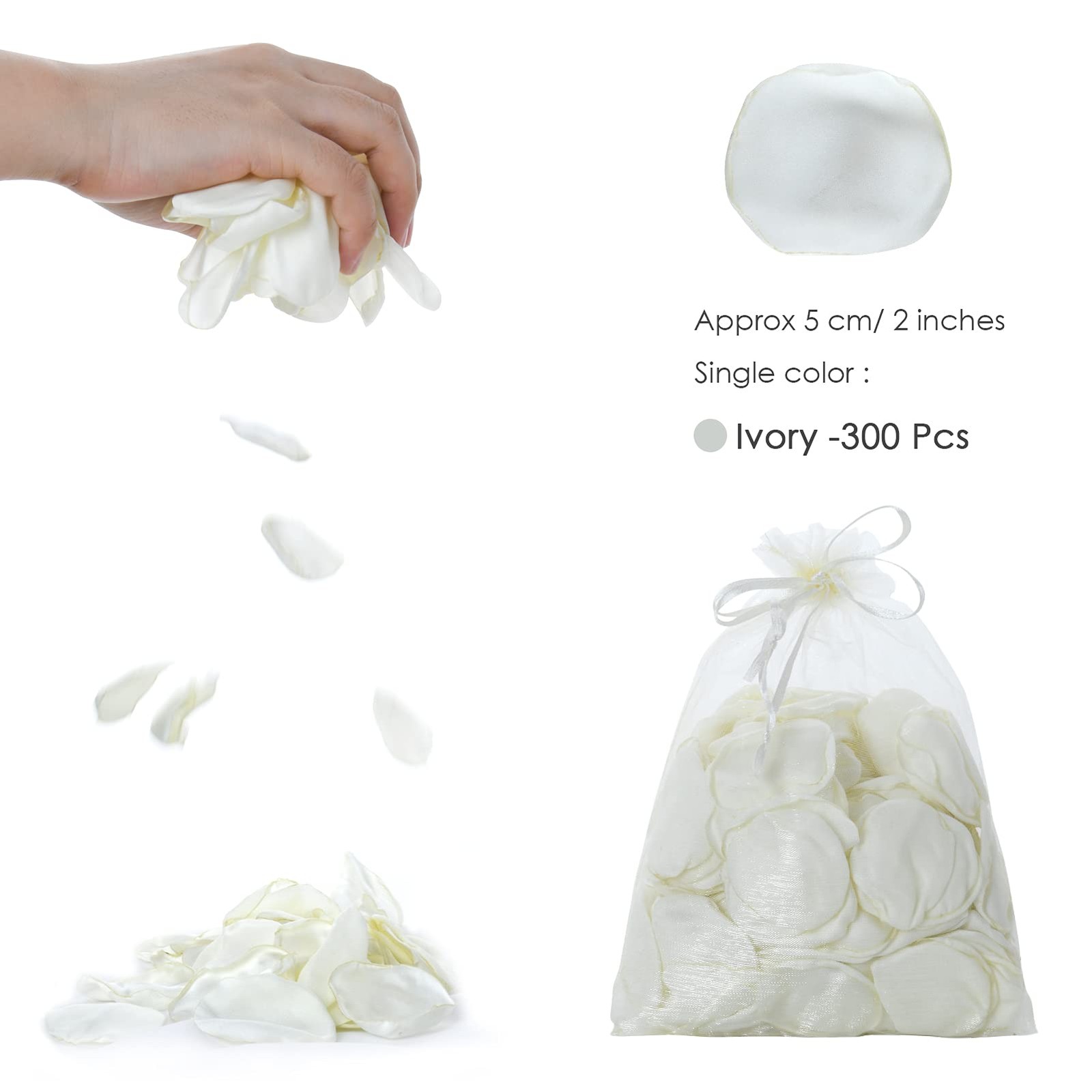 300 PCS Artificial Ivory White Rose Petals Reusable Silk Flower Wedding