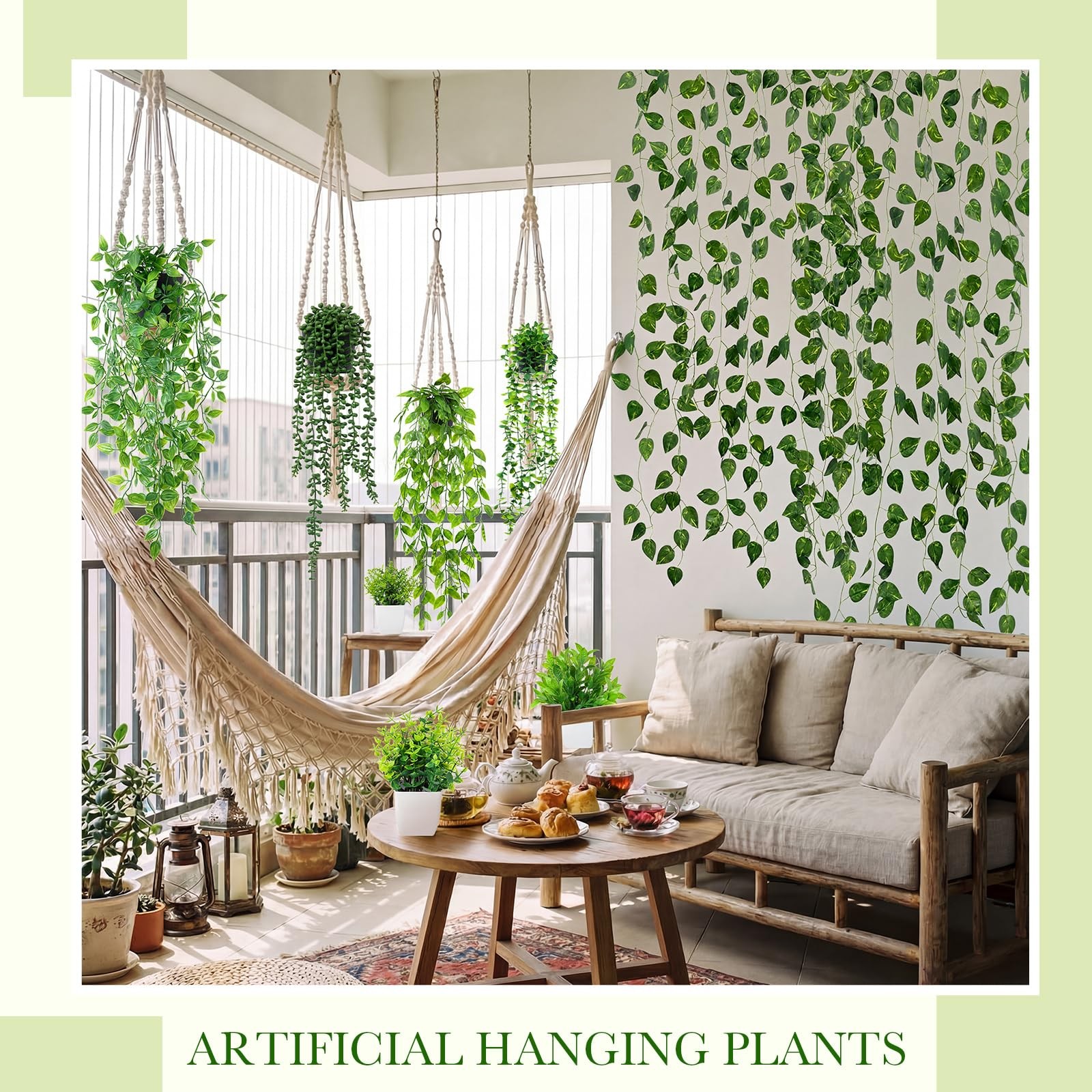 XunYee 12 Pack Fake Plants Set 4 Artificial Hanging Plants 4 Artificial Green…