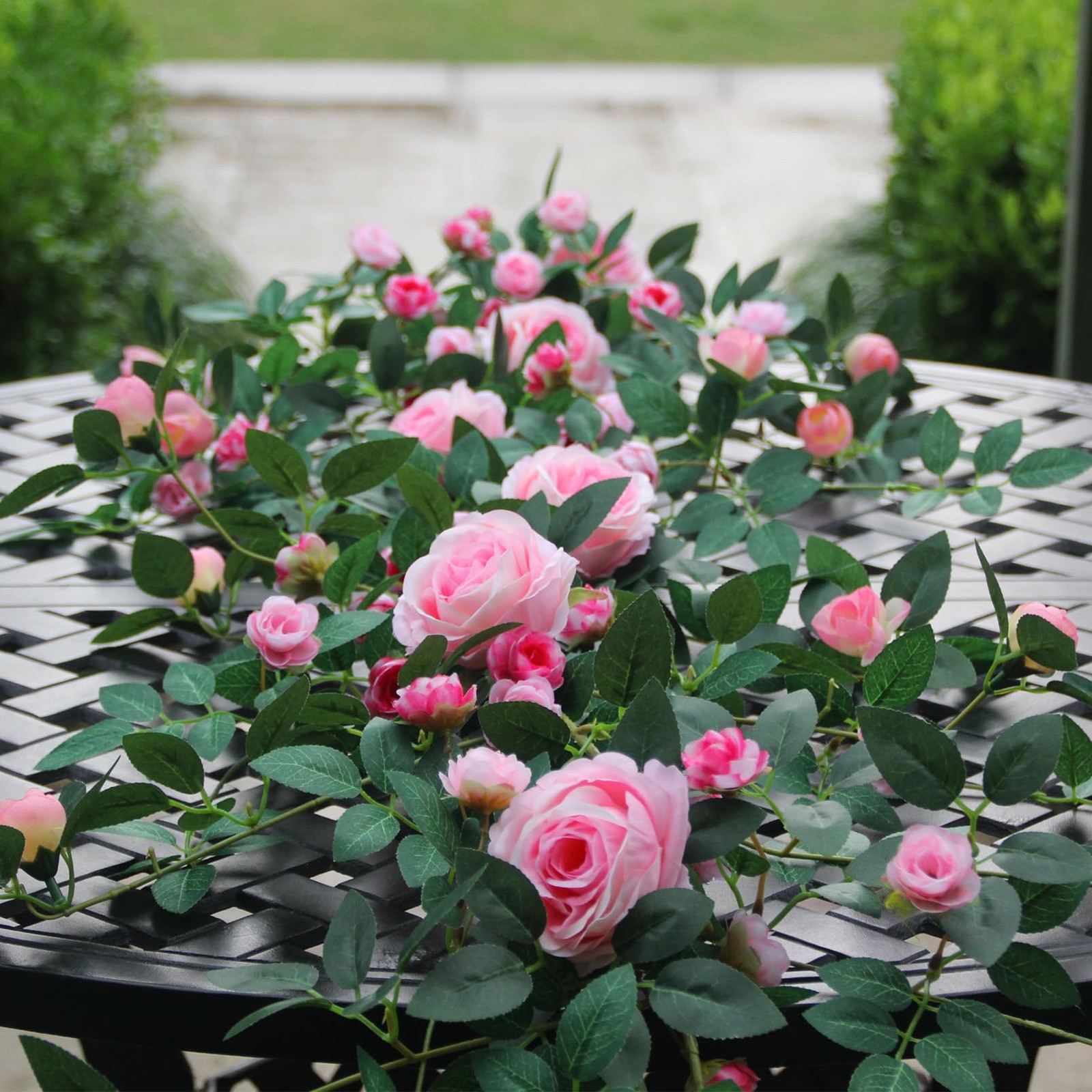 2 PCS 12FT Bendable Flower Garland, Artificial Rose Vine Hanging Floral Garla…