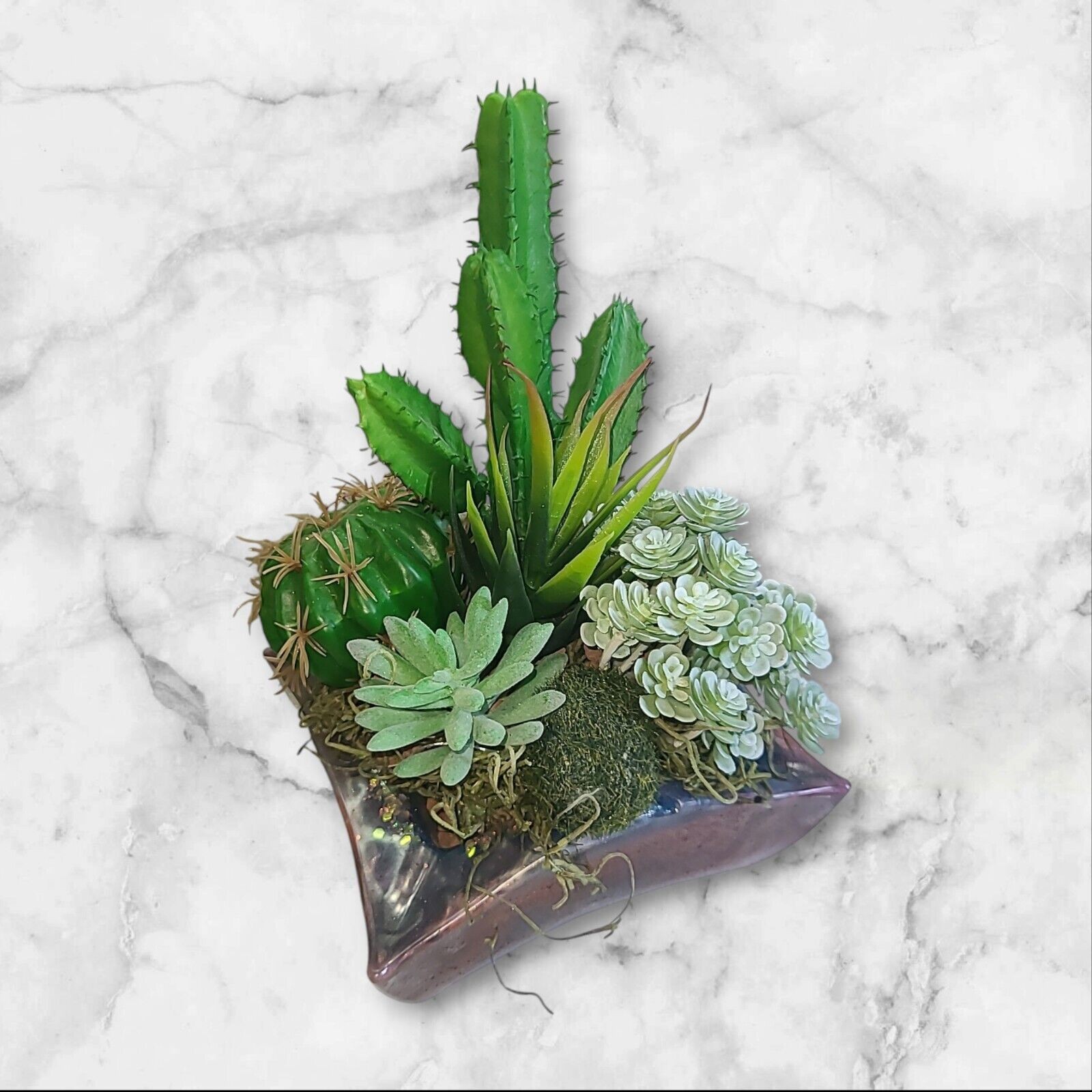 Small Artificial Succulent Flower Arrangement Centerpiece Plant 6″x6″x9″Tall