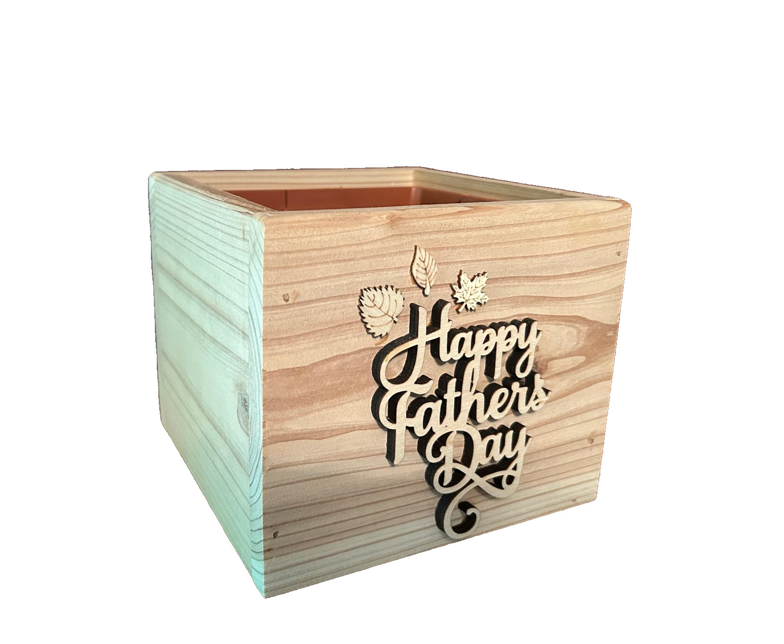 Happy Fathers Day Cedar Wood Planter Box W/ Liner 6.5″ x 5.5″