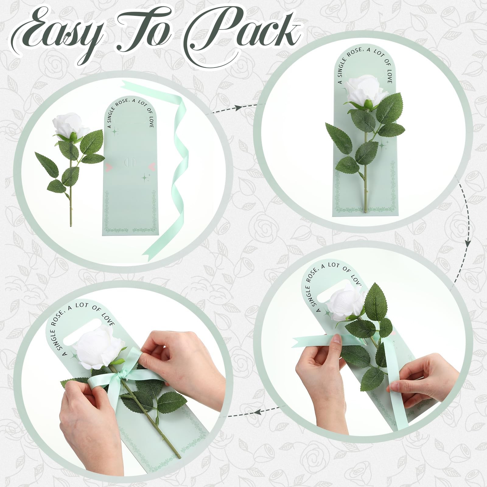 4 Pack Artificial Rose Gift Set for Mom, Mothers Day Flowers Gift with Handhe…