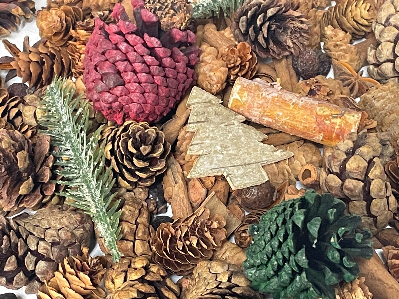 12 oz BOWL FILLERS Pinecones Cinnamon Wood Brown Green Red Rustic Fall Christmas