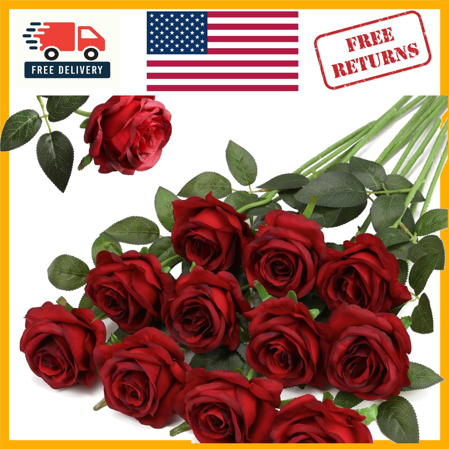 12PCS Maintenance-Free Burgundy Roses – Realistic Silk Flowers for Centerpieces