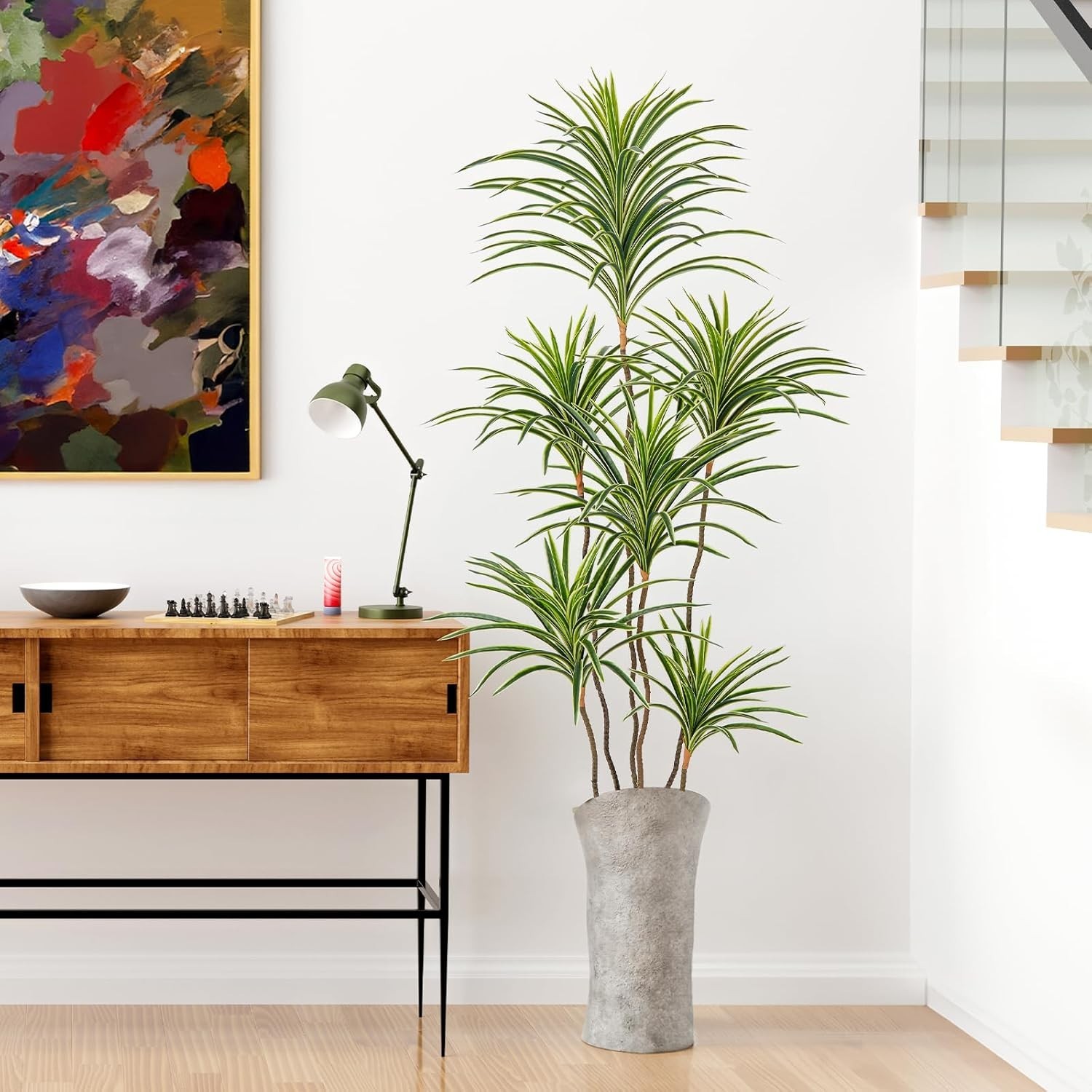 Artificial Dracaena Plants Indoor, 5 ft Faux Tropical Floor Plants Indoor, Tall