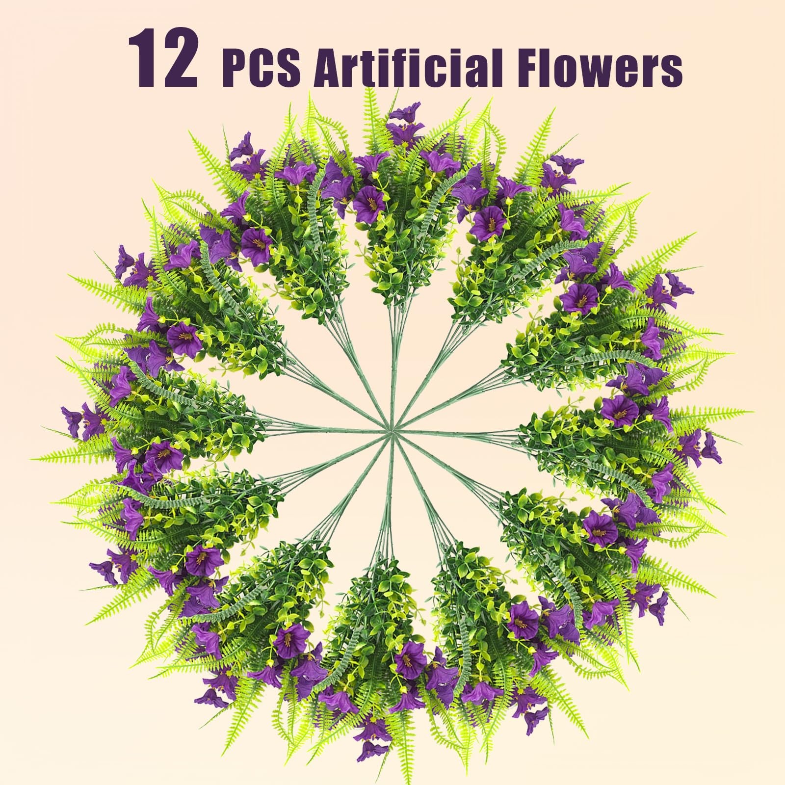 Spring Artificial Flowers Outdoors 12 Bundles Artificial Petunias Fake Flowers U