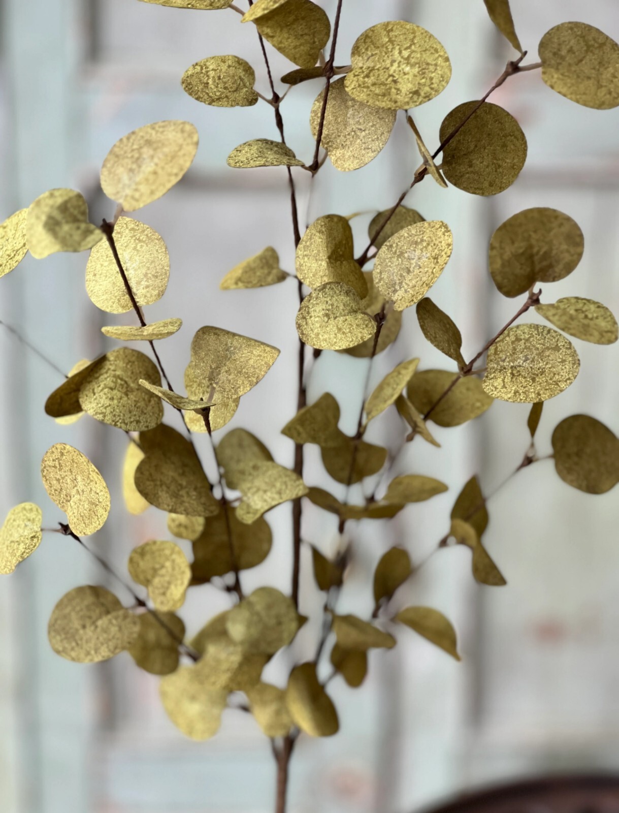 34″ Dark Green Penny Leaf Floral Pick Decor Accent