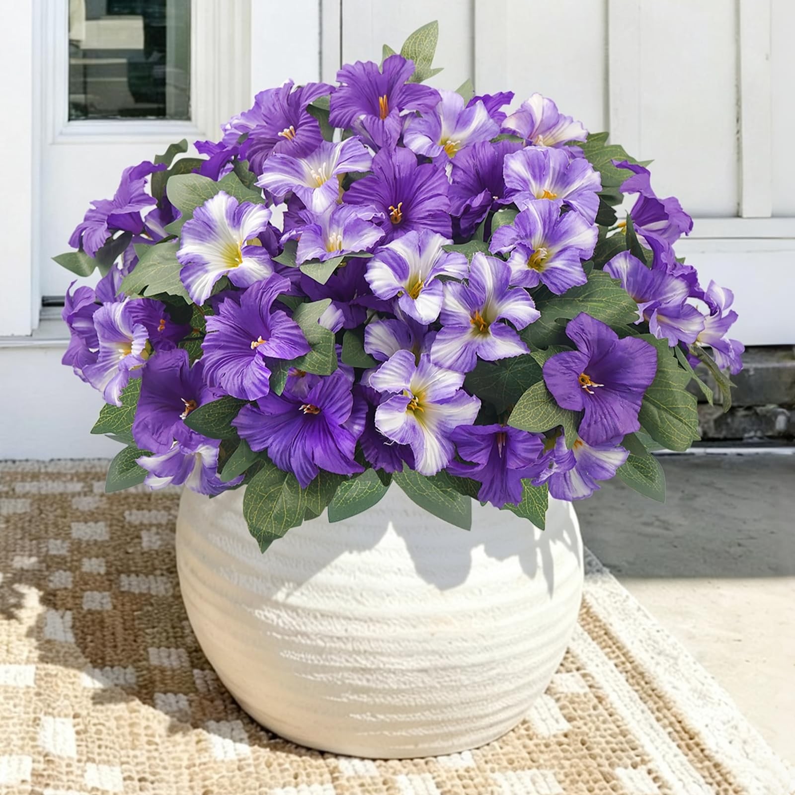 6Pcs Artificial Petunias for Outdoors UV Resistant Purple Faux Petunias for O…