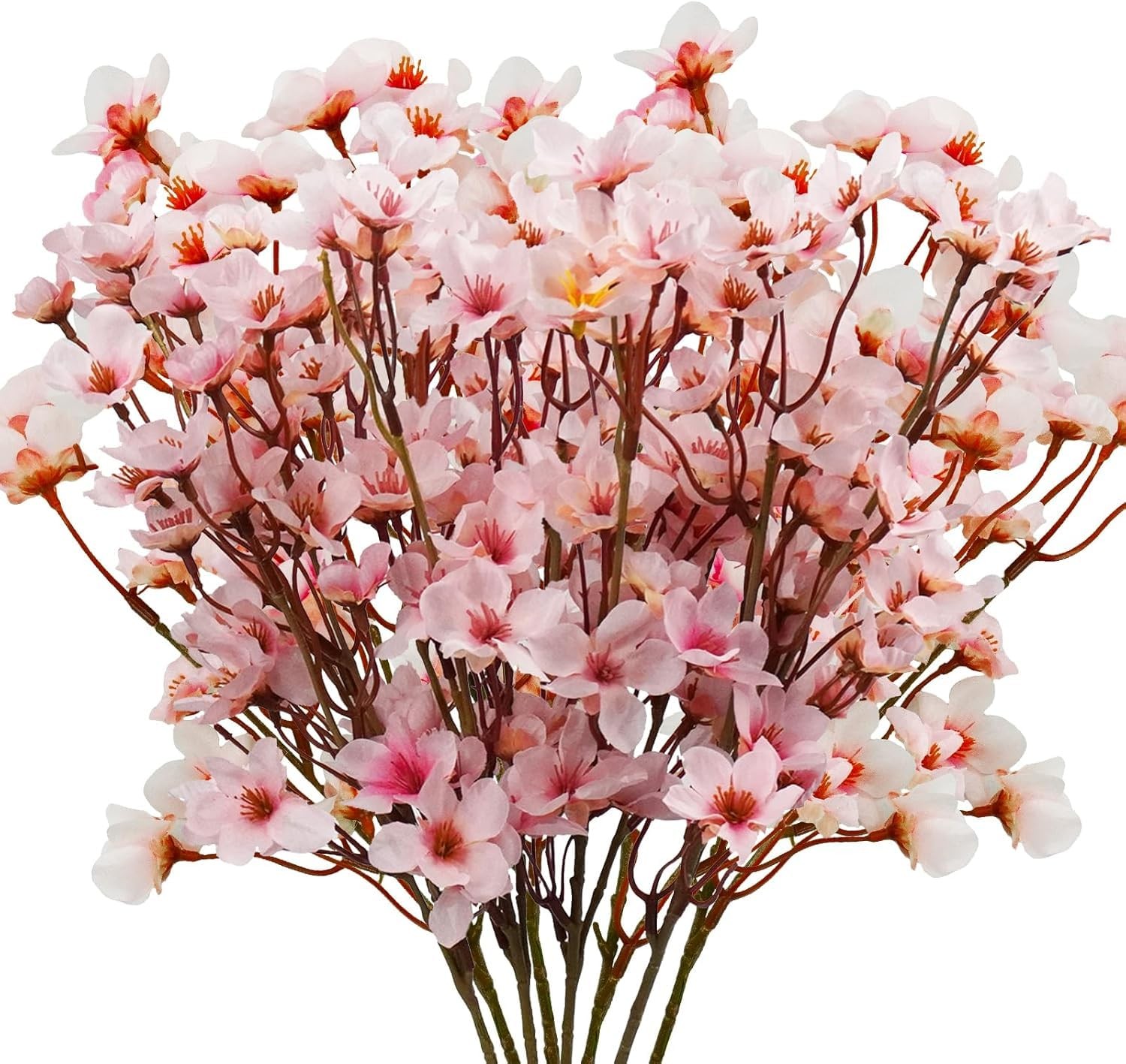 24Pcs Artificial Cherry Blossom Flowers, Silk Peach Flowers Faux Cherry Bloss…