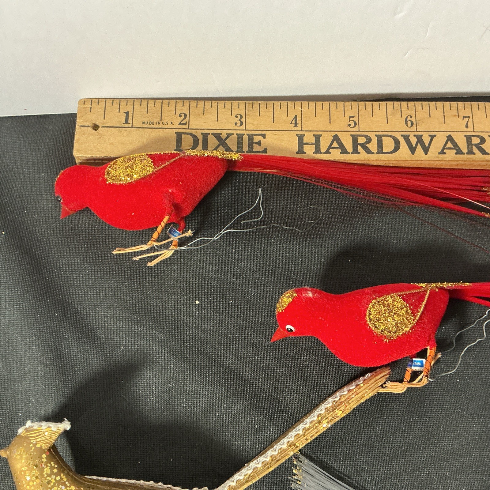 Lot Of 7 Vintage Assorted Artificial Bird Ornaments Craft Wire And Clip On