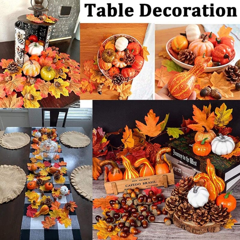 Artificial Pumpkin Gourd Acorn Berries Maple Leaf Fall Harvest Decor Props