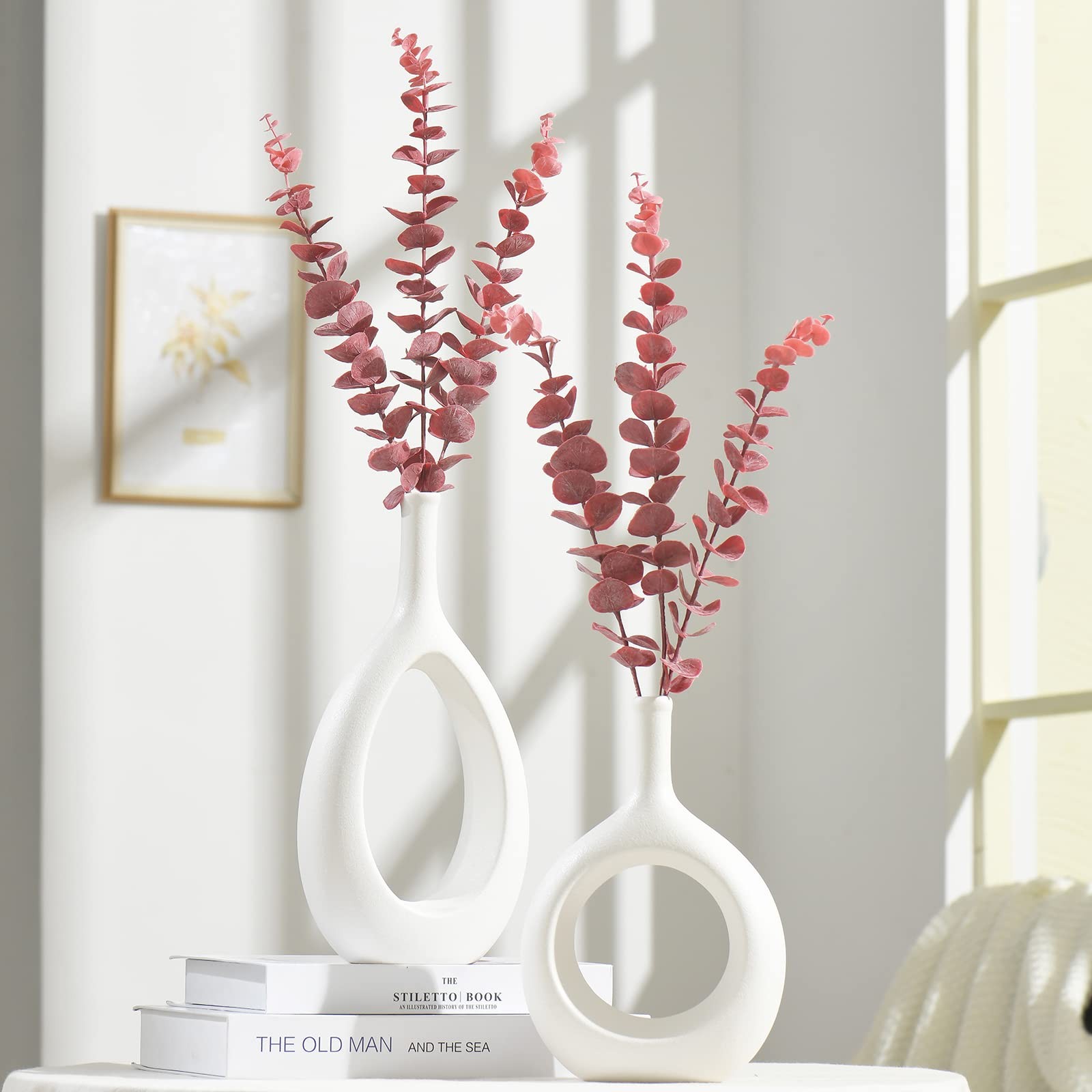 20 PCS Artificial Eucalyptus Stems Faux Eucalyptus Leaves Branches 18.5″ Tall…